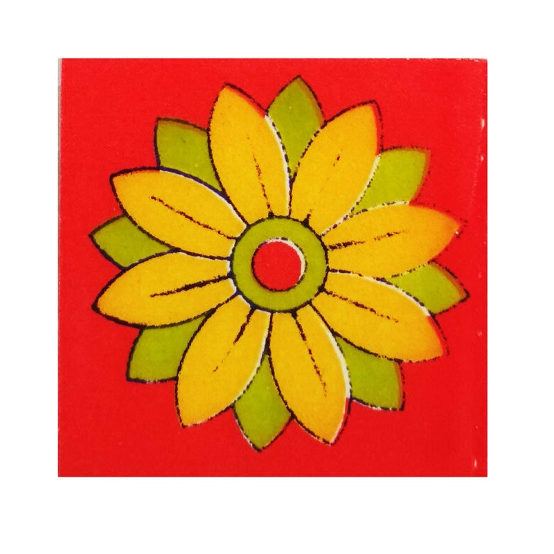 Shiv Kripa Blue Pottery Shiv Kripa Blue Art Pottery Interior Exterior Crafted Tabletop Flooring Wall Festive Decorative 2 x 2 inch Tiles Pack of 20 Tiles (Green, Red & Multi) - Image 5
