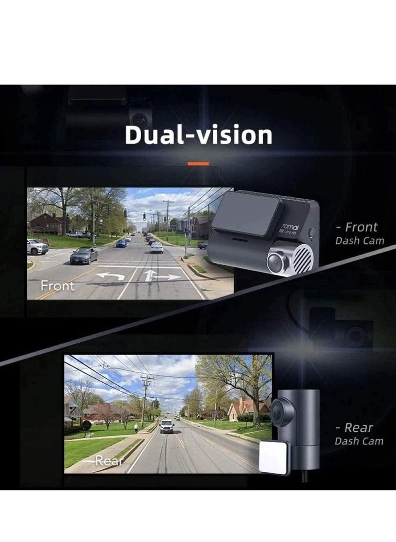 70mai - 70mai A800S Dual Vision True 4K Dash Cam, Built-in GPS, ADAS, in App Playback & Share, Optional Parking Monitoring (Front + Rear Cam) - Image 1