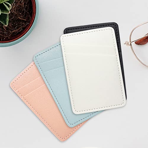 Limvory Phone Wallet Stick On, Leather Phone Card Holder, Credit Card Holder for Phone Case - Pink, Blue - Image 3