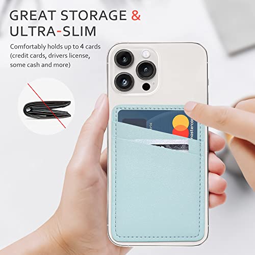 Limvory Phone Wallet Stick On, Leather Phone Card Holder, Credit Card Holder for Phone Case - Pink, Blue - Image 4