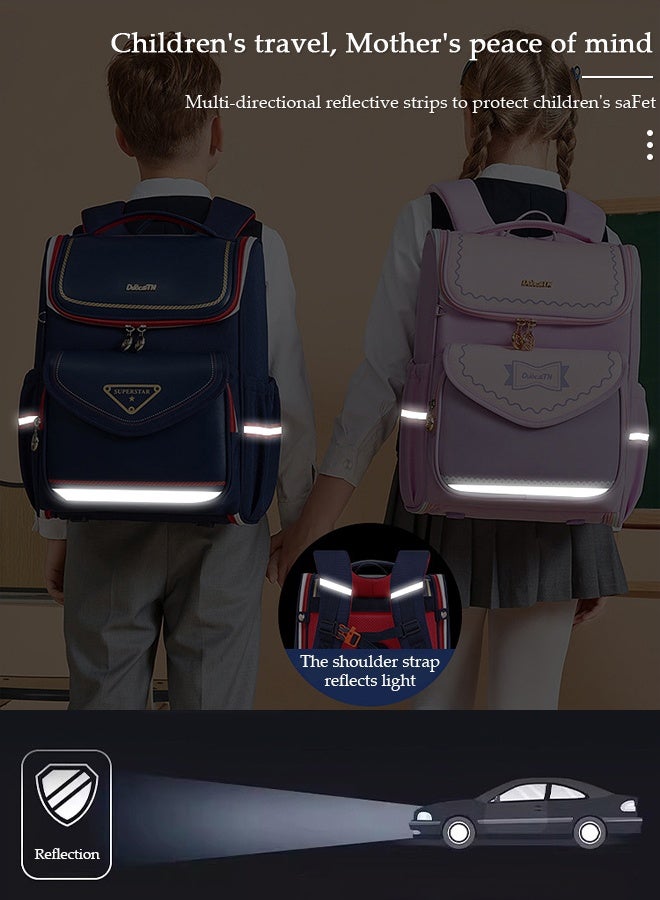 DUNISO Kids School Backpack Large Capacity School Bag Toddler Waterproof Lightweight Kids Backpack with Ergonomic Design, Adjustable Padded Straps Book Bag with Back Reflective Strip for Kids Grades 3-6 - Image 4