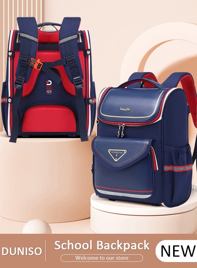 DUNISO Kids School Backpack Large Capacity School Bag Toddler Waterproof Lightweight Kids Backpack with Ergonomic Design, Adjustable Padded Straps Book Bag with Back Reflective Strip for Kids Grades 3-6 - Image 1