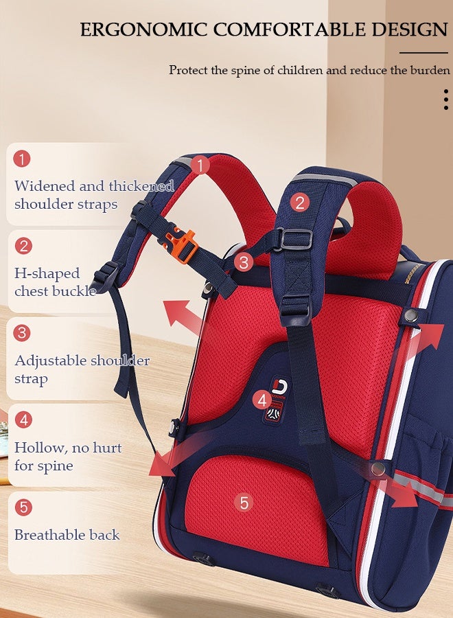 DUNISO Kids School Backpack Large Capacity School Bag Toddler Waterproof Lightweight Kids Backpack with Ergonomic Design, Adjustable Padded Straps Book Bag with Back Reflective Strip for Kids Grades 3-6 - Image 3