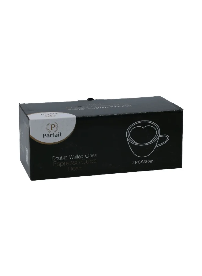 بارفيت XH-SA01A طقم أكواب اسبريسو بجدران مزودجة قطعتين شفاف 80 مل