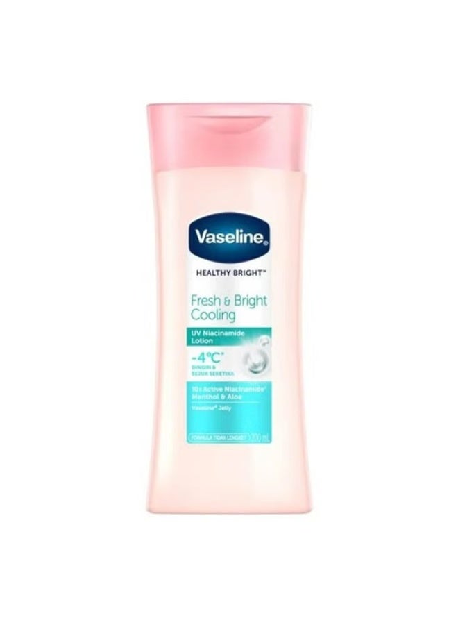 Vaseline Fresh & Bright Cooling Lotion 200ml | 4C Dingir & UV Serum | 10x Active Niacinamide | Menthol & Aloe | Vaseline Jelly | New & Latest Formula | Unisex Body Lotion