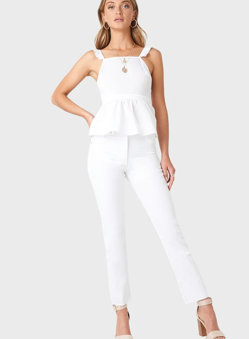 NA-KD Ruffle Detail Open Back Top