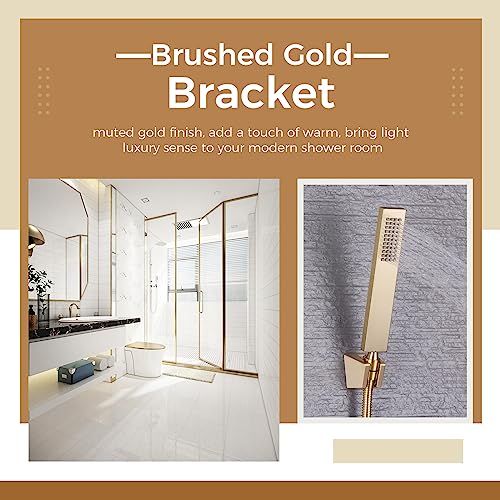 Aomasi Hand Held Shower Bracket with Two Slot, Aomasi Handheld Shower Head Hose Hanger, ABS Plastic Bidet Sprayer Handle Holder Wall Mount, Brushed Gold - Image 2