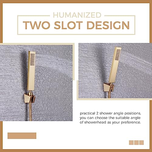Aomasi Hand Held Shower Bracket with Two Slot, Aomasi Handheld Shower Head Hose Hanger, ABS Plastic Bidet Sprayer Handle Holder Wall Mount, Brushed Gold - Image 4