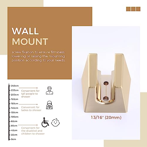 Aomasi Hand Held Shower Bracket with Two Slot, Aomasi Handheld Shower Head Hose Hanger, ABS Plastic Bidet Sprayer Handle Holder Wall Mount, Brushed Gold - Image 5
