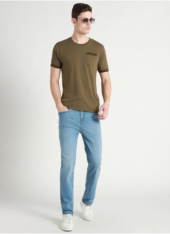 Dennis Lingo Men's Mid Blue Straight Fit Twill Jeans  - Image 1