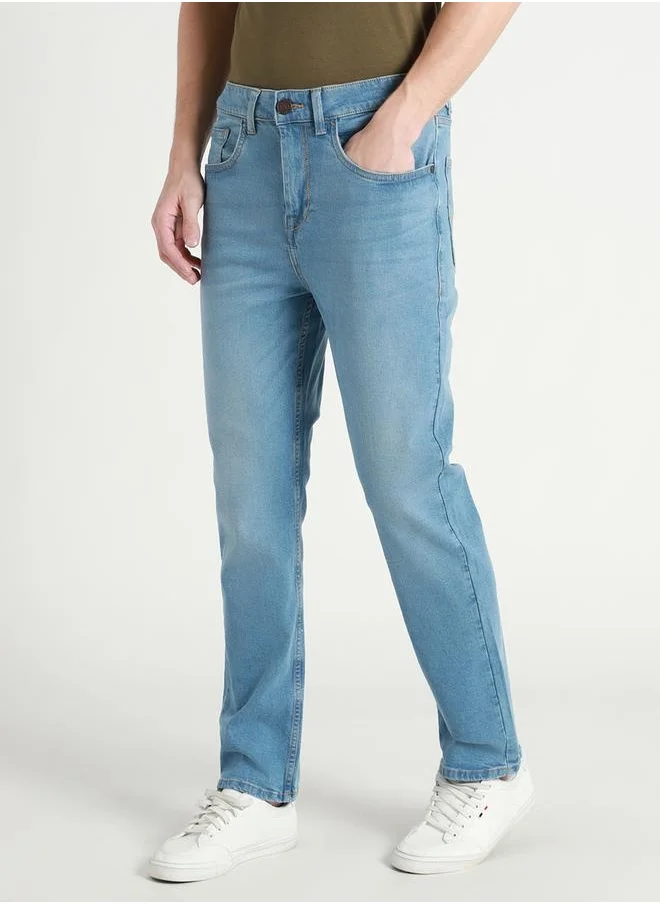 Dennis Lingo Men's Mid Blue Straight Fit Twill Jeans