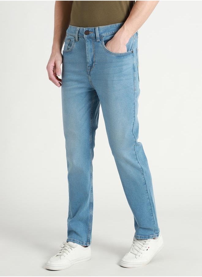 Dennis Lingo Men's Mid Blue Straight Fit Twill Jeans  - Image 3