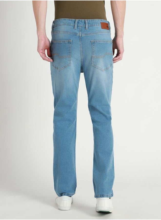 Dennis Lingo Men's Mid Blue Straight Fit Twill Jeans  - Image 5