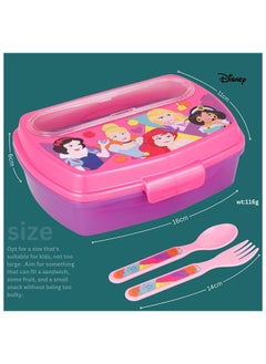 Disney Stor Funny Sandwich Box Withcutlery Disney Princess Bright & Bold  - Image 3