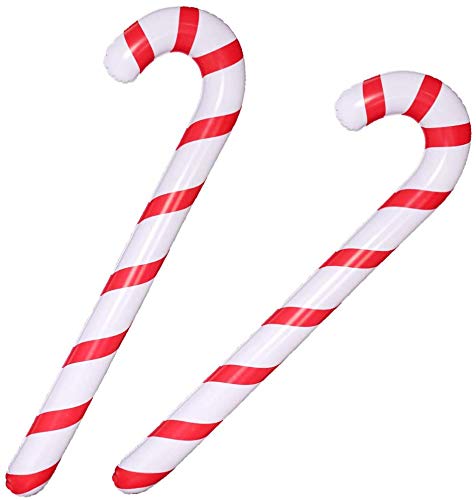 LOKIPA 2PCS 90cm Christmas Blow Up Inflatable Candy Stick Candy Cane for Xmas Decoration Pack of 2
