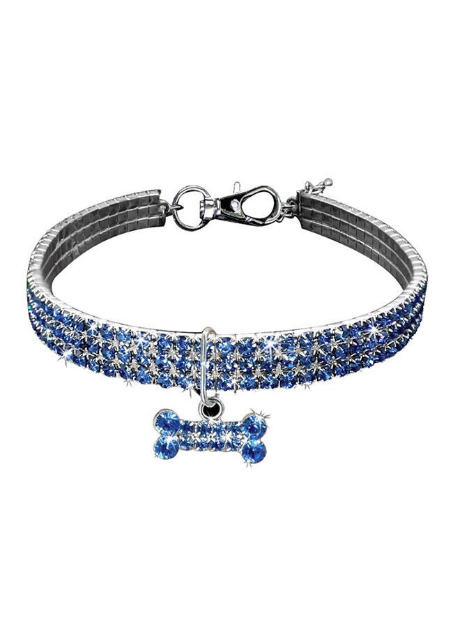 NIBEMINENT Rhinestones Bone Pendant Puppy Dog Collar Necklace Pet Supply Blue 