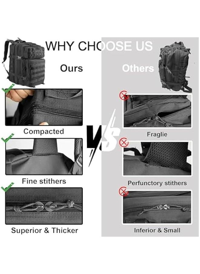 HOOKOR 45L Tactical Backpack for Men and Women, Large Waterproof Hiking Backpack,Outdoor Traveling Camping Rucksack Military Backpack with Cup holder  - Image 3