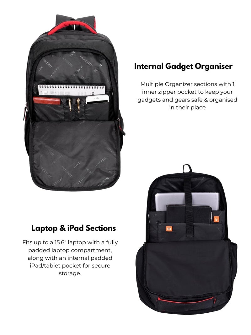 KILLER Louis 38L Laptop Backpack | Spacious Travel & Work Bag with Padded Laptop Compartment, Organizer - Black - Image 3