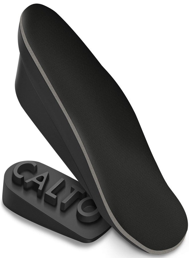 CALTO Adjustable 1.8 Inch Height Increase Insoles for Men & Women - 3/4 Length Heel Lifts - Unisex Orthotic Shoe Inserts for Leg Discrepancy (Black) - Image 1