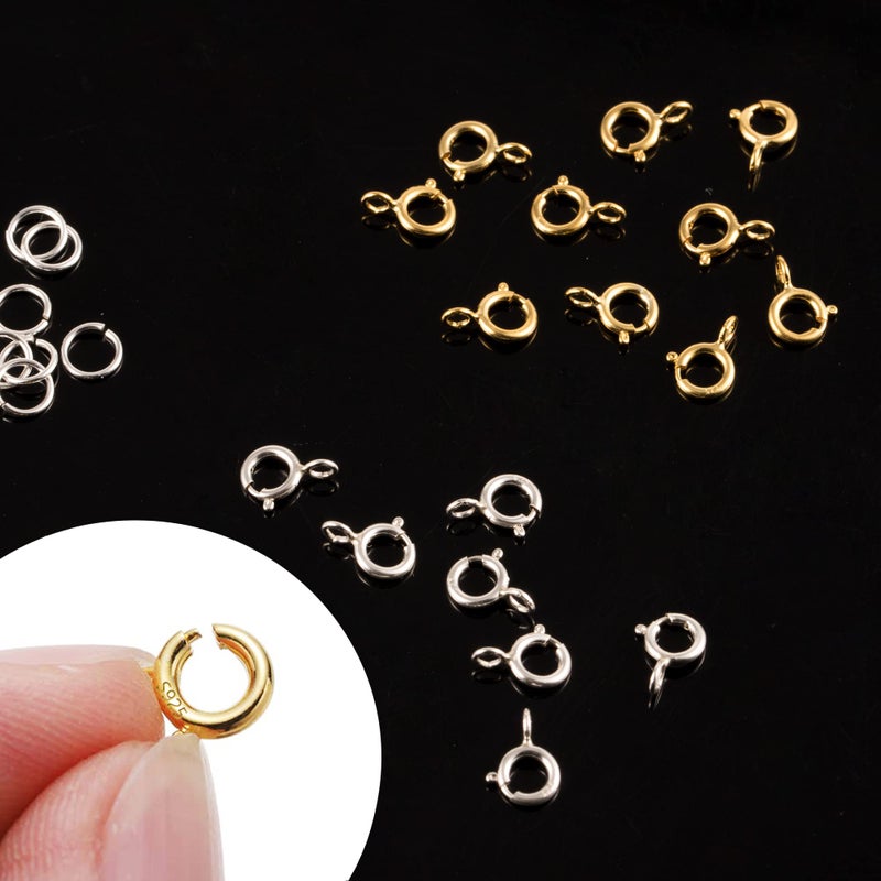 Lancharmed 40 Pcs Necklace Bracelet Spring Clasps with Open Jump Rings Set 5mm Jewelry Connectors for Jewelry Making (5mm Gold and Silver Clasps) - Image 5