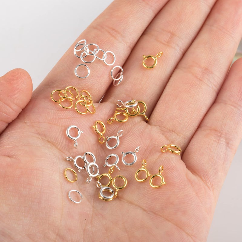 Lancharmed 40 Pcs Necklace Bracelet Spring Clasps with Open Jump Rings Set 5mm Jewelry Connectors for Jewelry Making (5mm Gold and Silver Clasps) - Image 3