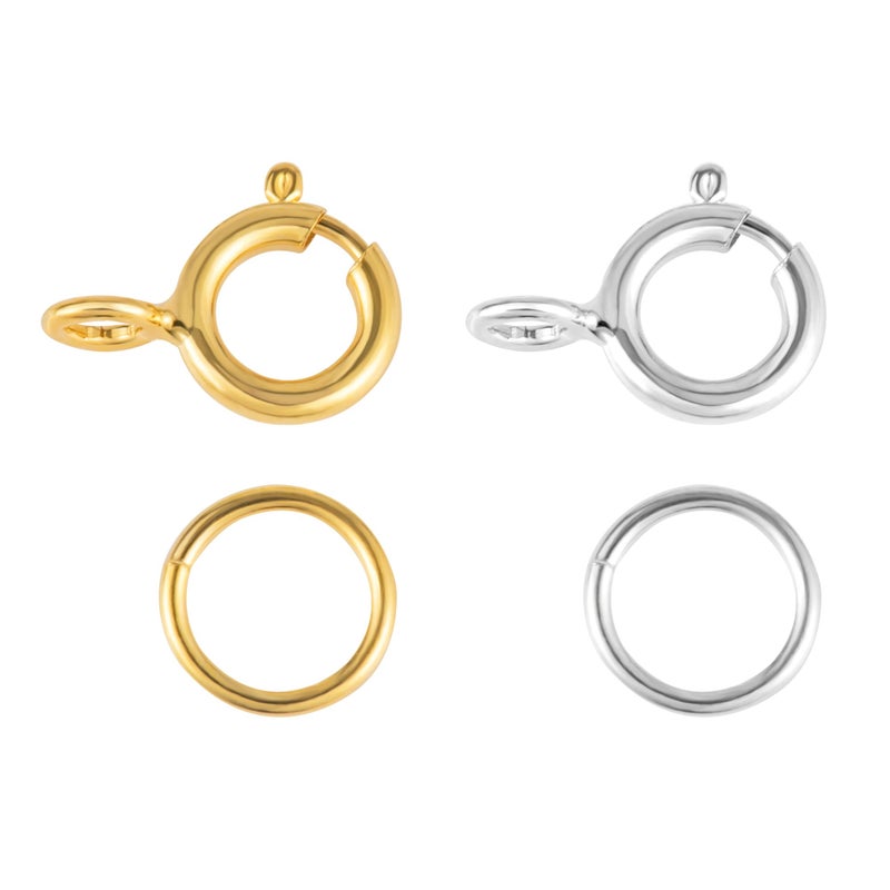 Lancharmed 40 Pcs Necklace Bracelet Spring Clasps with Open Jump Rings Set 5mm Jewelry Connectors for Jewelry Making (5mm Gold and Silver Clasps) - Image 1