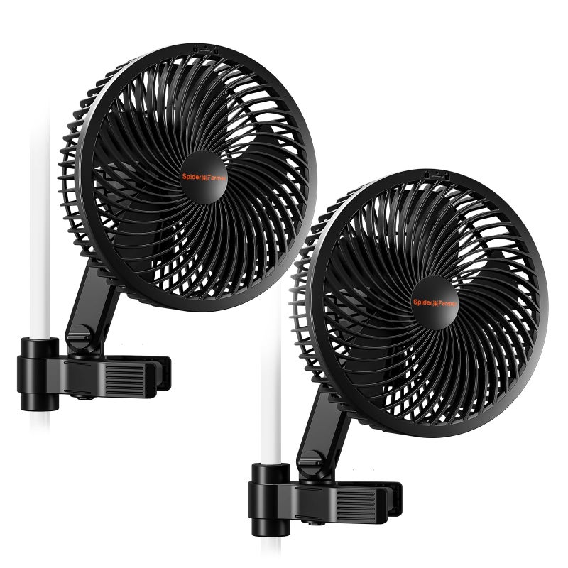 Spider Farmer 2-Pack Grow Tent Clip Fan 6", EC Motor, Custom 10 Dynamic Wind Speeds and 10-Level Oscillation, Weatherproof IP-54, Powerful Airflow but Quiet for Hydroponics Circulation Cooling - Image 1