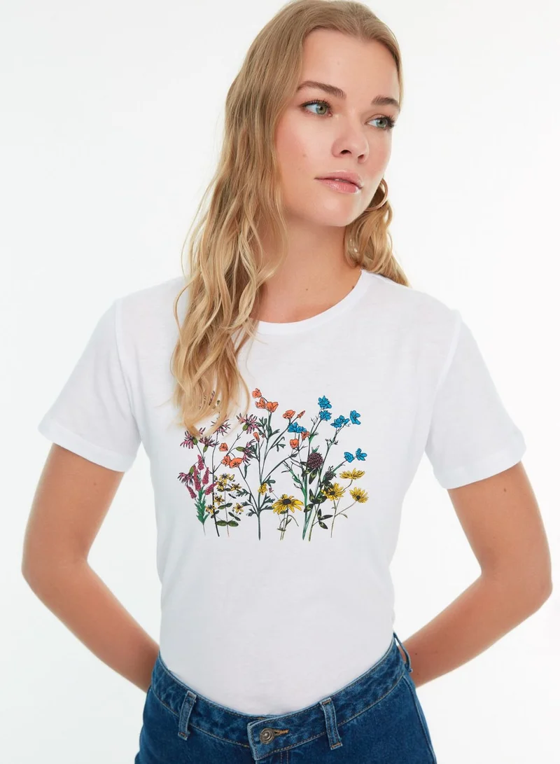 trendyol Round Neck Printed T-Shirt