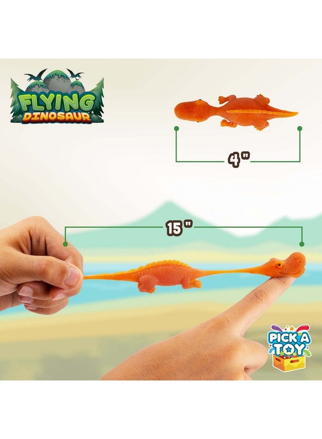 Pick A Toy Stretchy Slingshot Dinosaur Finger Toys, 36 Set Mini Rubber Dinosaur Toys Party Favors, Treasure Chest For Kids Prizes And Pinata Stuffer Toy, Finger Flingers Catapult Toys As Flying Chicken Slingshot - Image 3