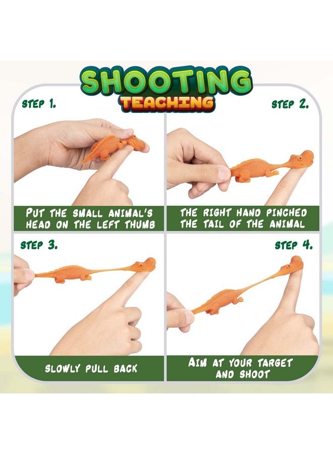 Pick A Toy Stretchy Slingshot Dinosaur Finger Toys, 36 Set Mini Rubber Dinosaur Toys Party Favors, Treasure Chest For Kids Prizes And Pinata Stuffer Toy, Finger Flingers Catapult Toys As Flying Chicken Slingshot - Image 2