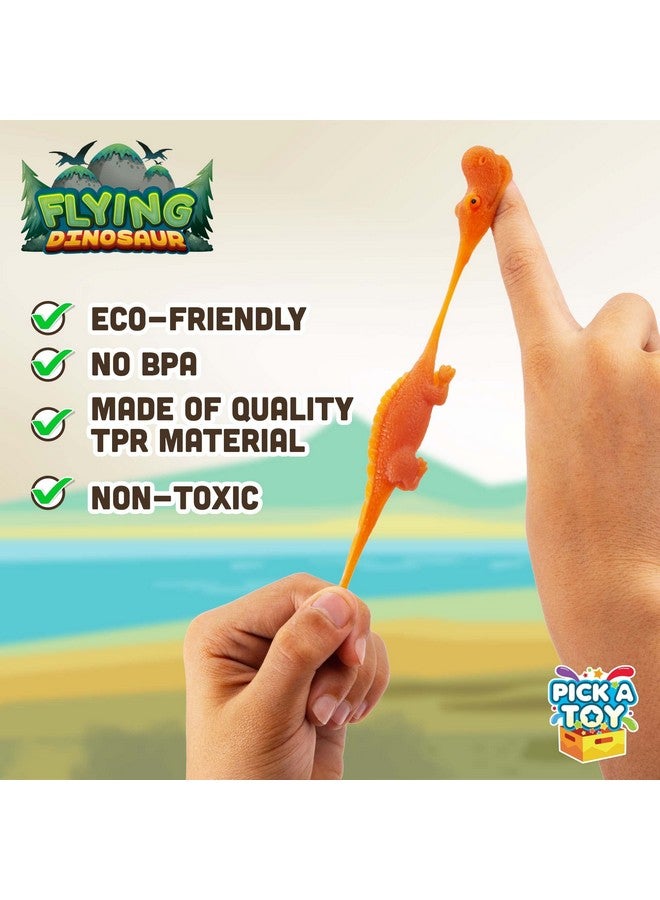 Pick A Toy Stretchy Slingshot Dinosaur Finger Toys, 36 Set Mini Rubber Dinosaur Toys Party Favors, Treasure Chest For Kids Prizes And Pinata Stuffer Toy, Finger Flingers Catapult Toys As Flying Chicken Slingshot - Image 4