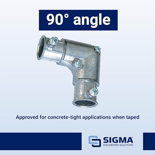 SIGMA ENGINEERED SOLUTIONS ProConnex 44591 EMT Conduit Fittings Inside Corner Pull Elbow 1/2-Inch, 2-Pack (Gray) - Image 2