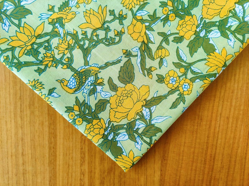 AVKA Studio Hand Block Print Fabric by The Yard - PRECUT 3 Yards 42 inch Width - 100% Cotton Material - Yellow Floral Pattern - Light Weight Indian Cloth for Making Kurti Summer Dress Salwar Kameez - Image 4