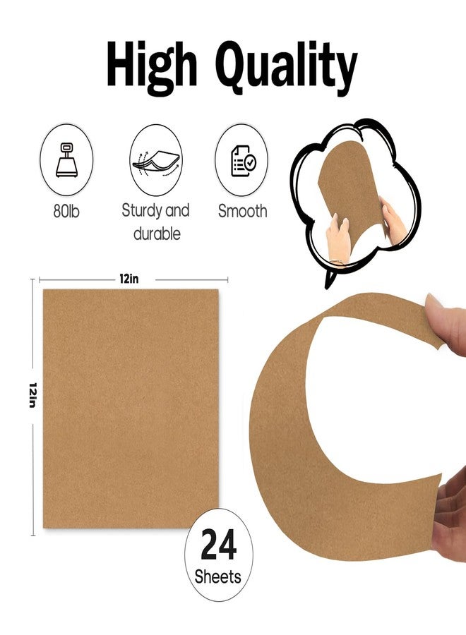 Goefun Brown Cardstock 12x12, 24 Sheets Goefun 80lb Heavyweight Kraft Paper Cardstock, Thick Brown Construction Paper for Card Making, Printing, Crafts, Invitations, DIY, Businnes - Image 2