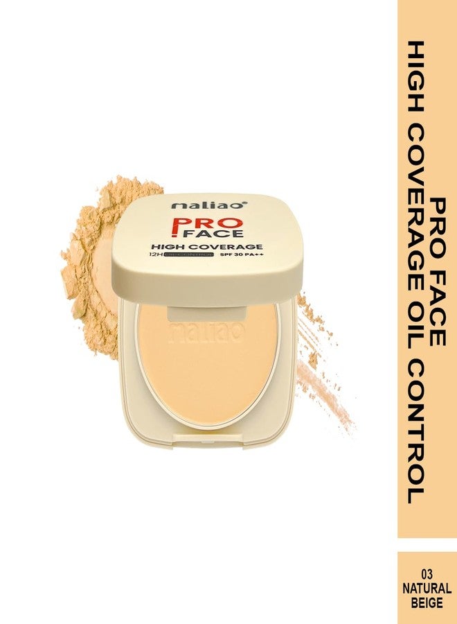 Maliao Pro Face Compact with High Coverage, 12-Hour Oil Control & SPF 30 PA++ - Lightweight, Matte Finish Compact Powder for All-Day Fresh Look (NATURAL BEIGE, MEDIUM) - Image 2