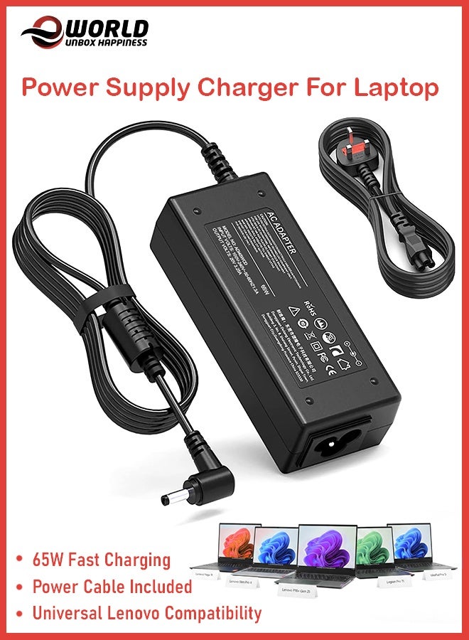 Eworld 20V 65W Lenovo Laptop Charger AC Adapter – Replacement for IdeaPad 310 320 330 110 120 Yoga 520 530 | 4.0×1.7mm Connector | Portable & Durable Power Supply - Image 1