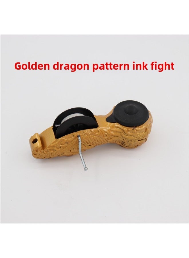 Taiji Ink Bucket Bamboo Ink Bucket Plastic Ink Bucket Dragon Pattern Ink Bucket Automatic Ink Bucket Woodworking Line Drawing Tool Portable-Model:Golden Dragon Ink Bucket 15m (card Package))  - Image 1