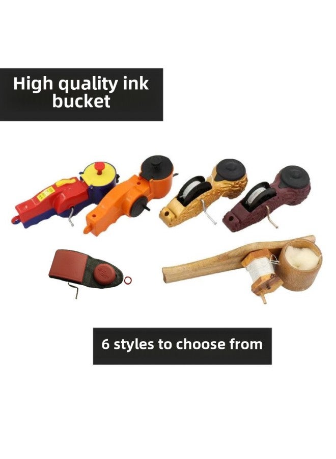 Taiji Ink Bucket Bamboo Ink Bucket Plastic Ink Bucket Dragon Pattern Ink Bucket Automatic Ink Bucket Woodworking Line Drawing Tool Portable-Model:Golden Dragon Ink Bucket 15m (card Package))  - Image 2