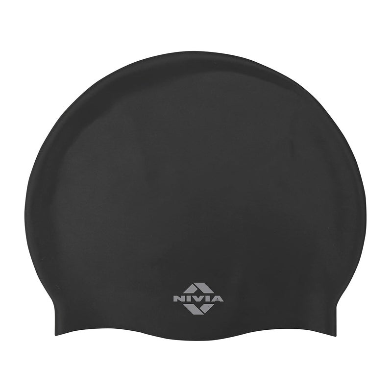 Nivia Classic Silicone Swimming Cap - Black - Image 1