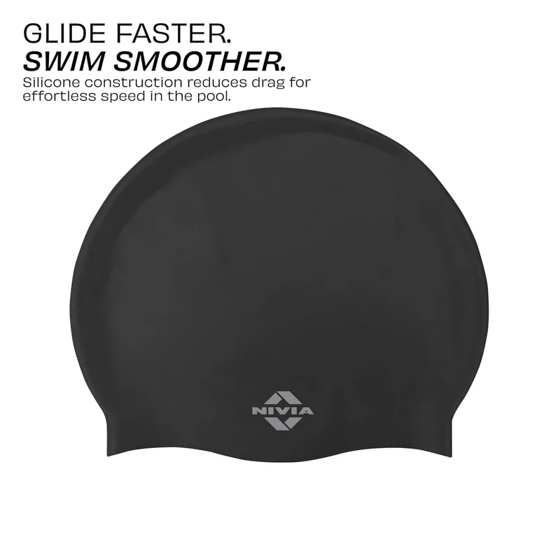 نيفيا Nivia Classic Silicone Swimming Cap - Black
