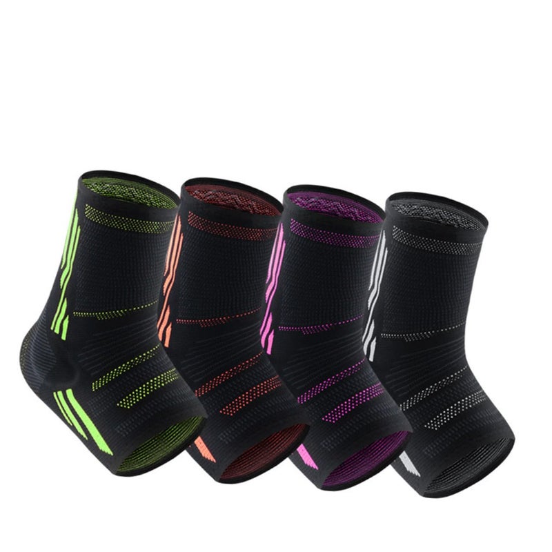 Ankle Brace Support Sleeve For Sprained Ankle Protection Size XL Black Orange For Running Athletics - Image 2