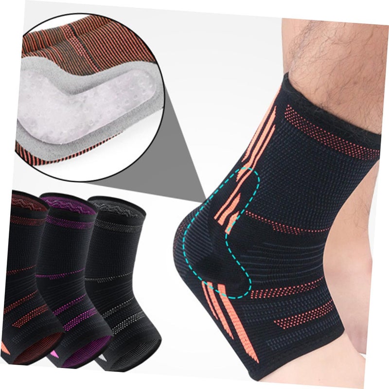 Ankle Brace Support Sleeve For Sprained Ankle Protection Size XL Black Orange For Running Athletics - Image 3