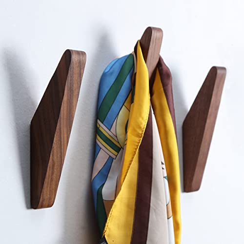 COCOYA 2Pack Wood Hooks Wall Mounted, Minimalist Easy Install Natural Real Walnut Cute Mid Century Modern Simple Rustic Home Foyer Entryway Decor, for Hanging Hat Cap Backpack Bag Coat Towel Clothes - Image 4