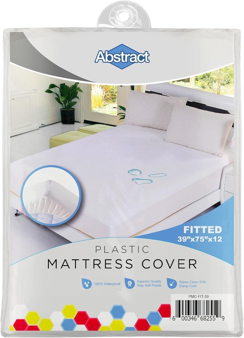 Abstract Waterproof Mattress Cover â€“ Heavy Duty Vinyl Plastic Bed Crib Protective Fitted Sheet, 100 GSM PVC â€“ Long Lasting Quality, Comfortable, Easy Care and Cleaning for Any Bedroom (39 x 75 x 12) - Image 1