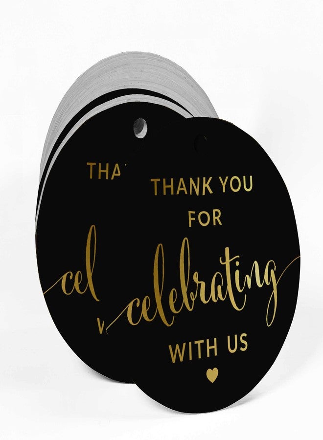 Inkdotpot Pack of 100 Gold Foil Paper Tags Thank You Celebrating with Us Bridal Shower-Baby Shower-Retirement-Wedding-Birthday Favor Hang Tags - Image 2