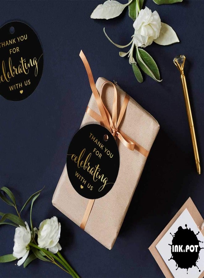 Inkdotpot Pack of 100 Gold Foil Paper Tags Thank You Celebrating with Us Bridal Shower-Baby Shower-Retirement-Wedding-Birthday Favor Hang Tags - Image 5