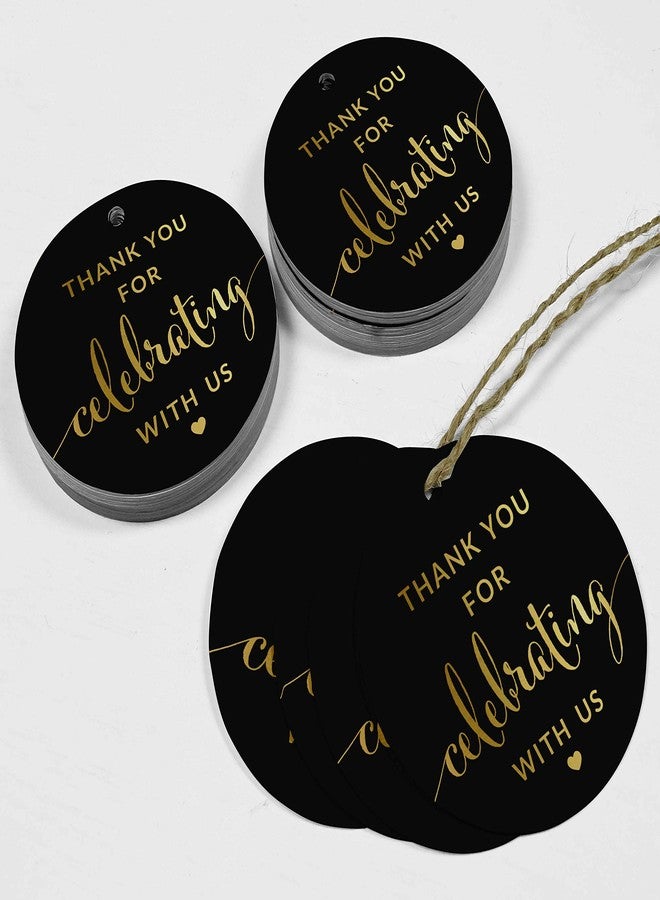 Inkdotpot Pack of 100 Gold Foil Paper Tags Thank You Celebrating with Us Bridal Shower-Baby Shower-Retirement-Wedding-Birthday Favor Hang Tags - Image 4