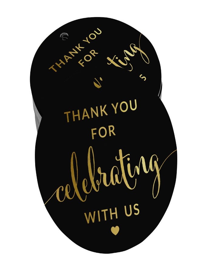 Inkdotpot Pack of 100 Gold Foil Paper Tags Thank You Celebrating with Us Bridal Shower-Baby Shower-Retirement-Wedding-Birthday Favor Hang Tags - Image 1