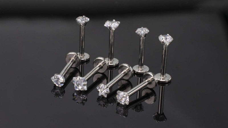 HQLA حلقة شفاه مونو رو من الفولاذ المقاوم للصدأ 16G بشكل قلب/نجمة/مربع/دائري مع CZ واضح 8mm CZ 3mm 4 أزواج - Image 4