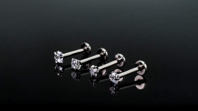 HQLA حلقة شفاه مونو رو من الفولاذ المقاوم للصدأ 16G بشكل قلب/نجمة/مربع/دائري مع CZ واضح 8mm CZ 3mm 4 أزواج - Image 2
